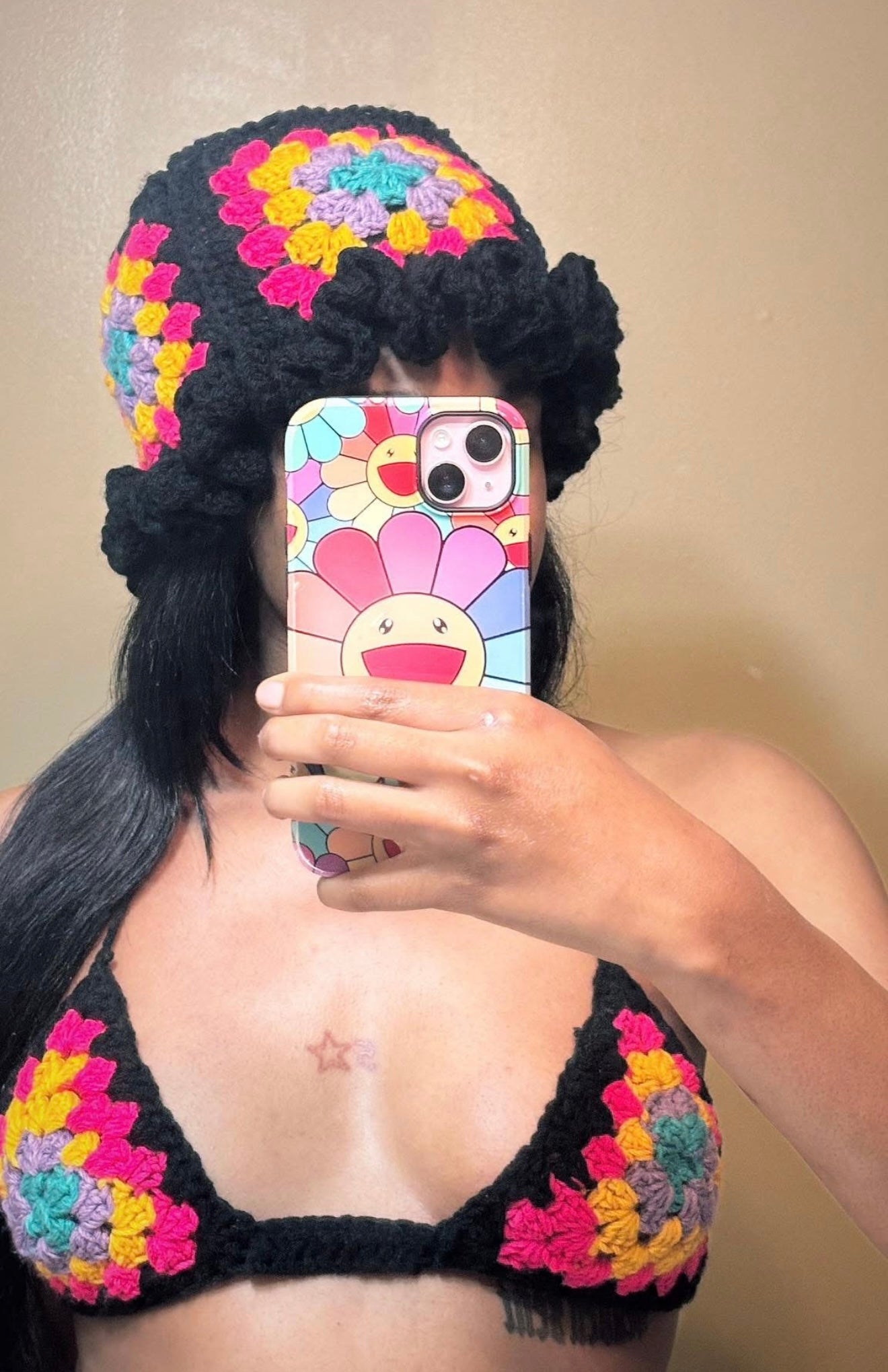 Granny Square Ruffles Hat